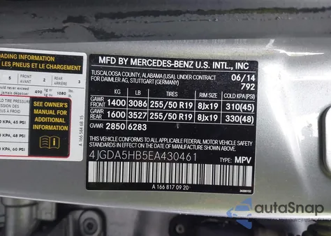 2014 Mercedes-Benz Ml 350 4Matic z USA, uszkodzony, nr VIN 4JGDA5HB5EA430461